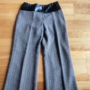 Margaret M printed dress pants with faux leather waistband size 8